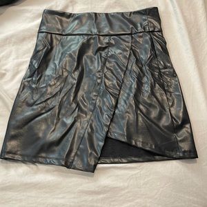 Black faux leather mini skirt